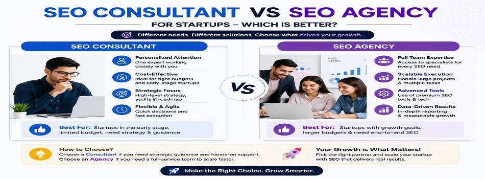 SEO Consultant vs SEO Agency for Startups – Which is Better?